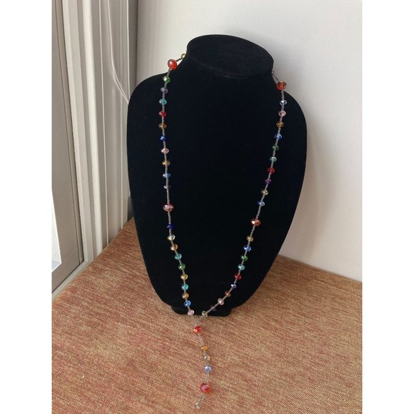 Cute Handmade Multicolored Rainbow Facetted Crystal Beaded Lanyard - Picture 2 of 7